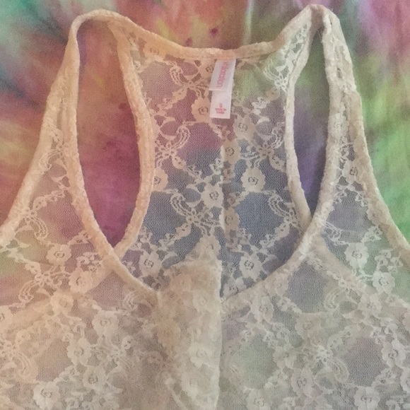 See through off white lace tank size small - Picture 2 of 2